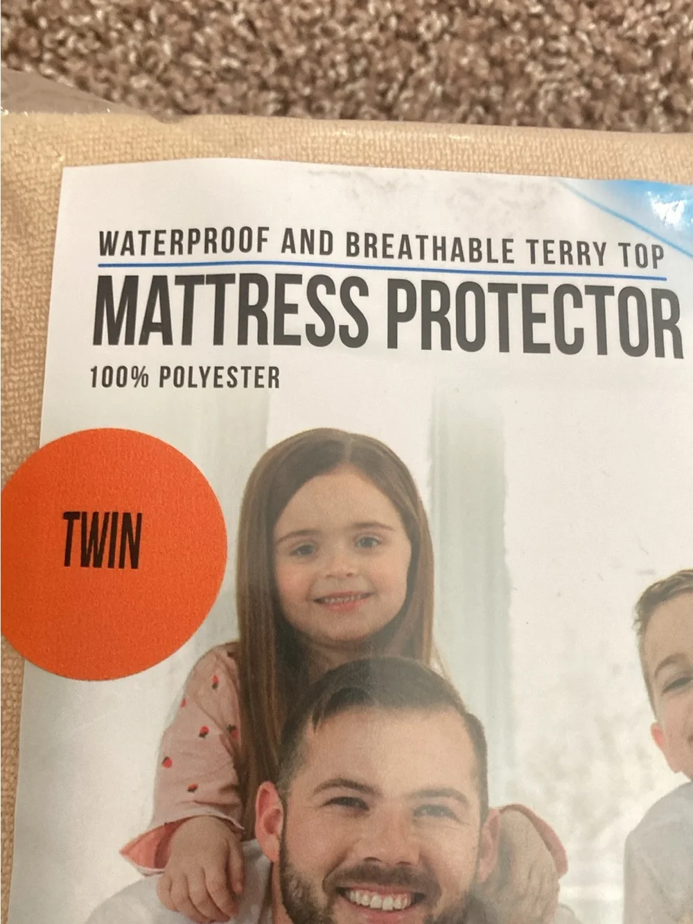 2 NEW-in-pkg. Utopia TWIN Terry Top Waterproof Mattress Protectors, Tan & Purple